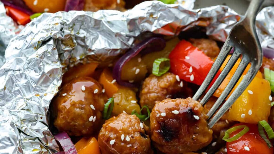 Teriyaki Meatball Foil Packets – Oven, Grill or Campfire Recipe